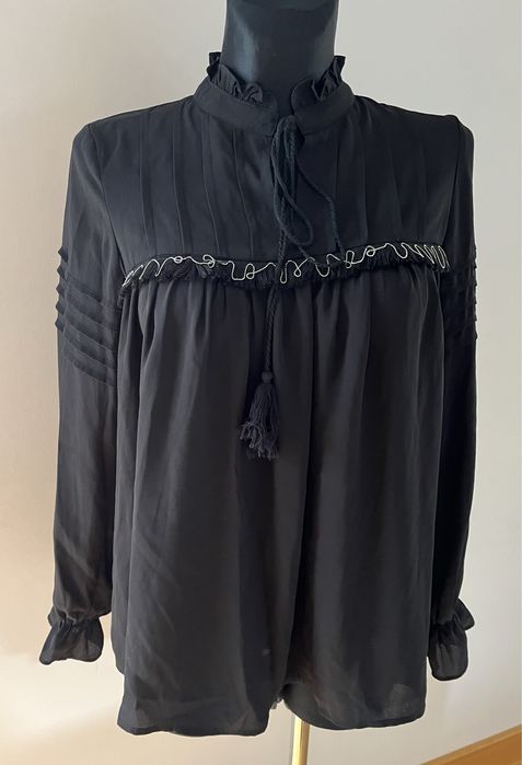 Marsala czarna zwiewna koszula Boho