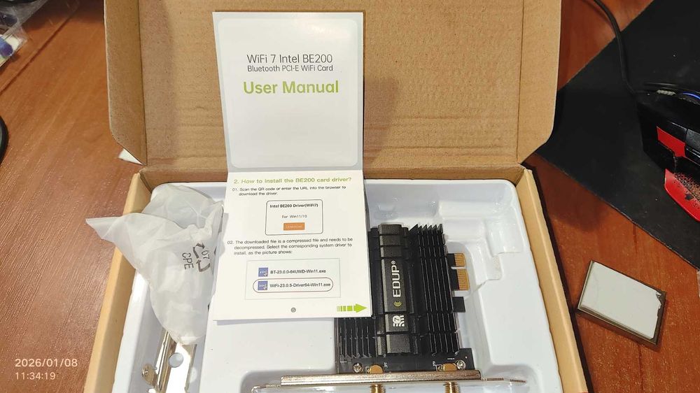 Адаптер WiFi 7 EDUP BE9715GS (Intel BE200) PCI-E x1