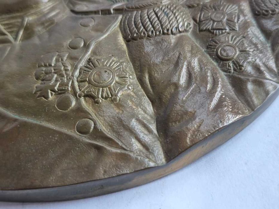 Stara plakieta Napoleon Bonaparte Książę Józef Poniatowski sygnowana 16 cm