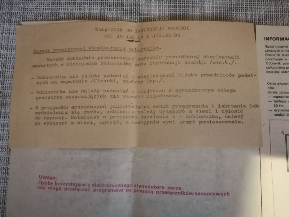 Unitra instrukcja obsługi OTC Jowisz 04 05 PRL kolekcjonerska