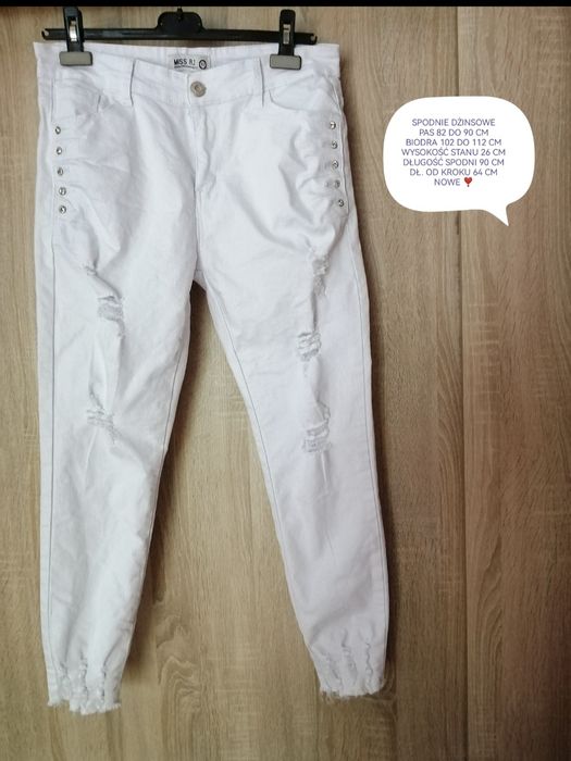 Nowe spodnie dżinsowe MISS RJ DENIM, przetarcia ,rozmiar 44