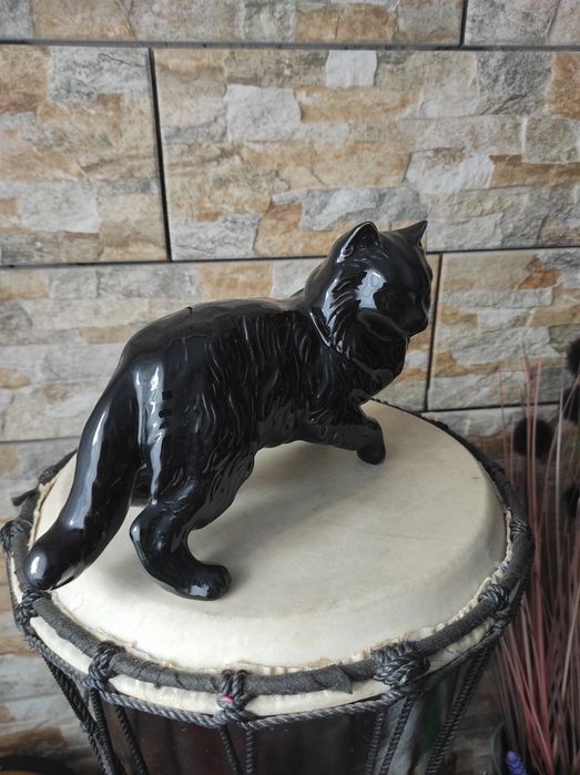 Porcelana Coopercraft duzy kot czarny