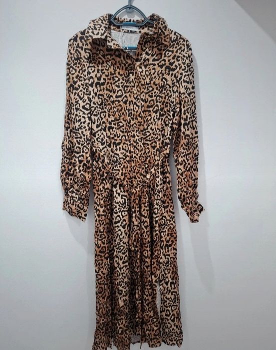 Nowa koszulowa sukienka maxi długa panterka reserved xs 34