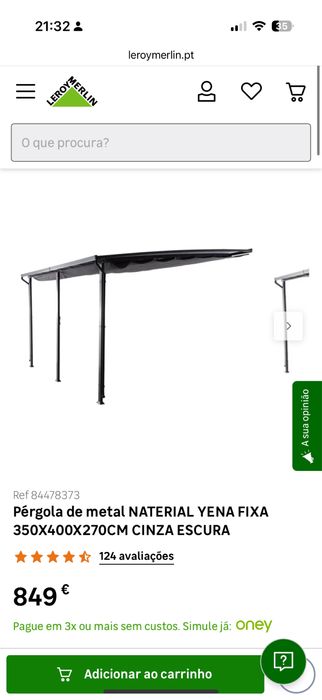 Pérgola Leroy Merlin 3,5x4m – Cinza Escura