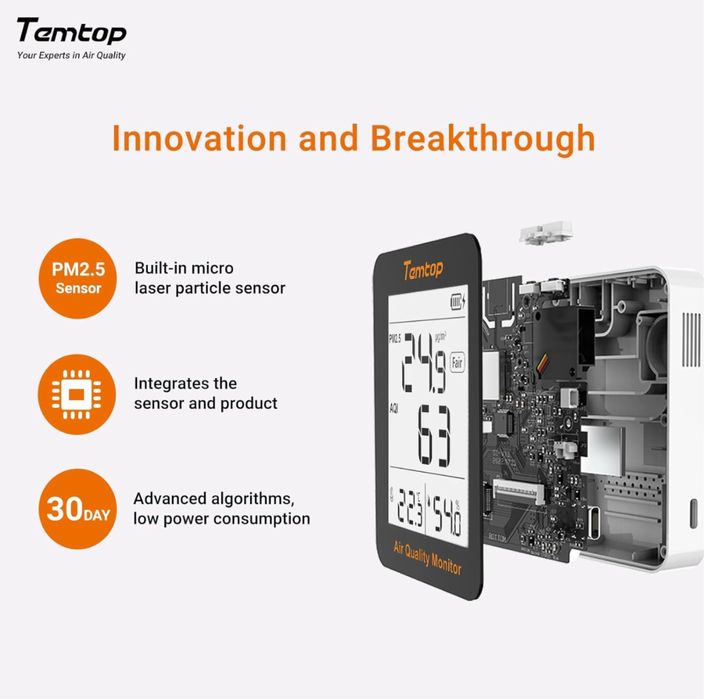 Temtop Monitor jakości powietrza PM2.5 Monitor AQI