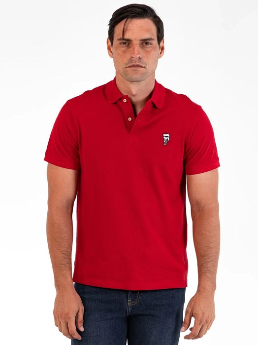 Karl lagerfeld t-shirt męski z bawełną bez wzoru z logo czerwony m u5a