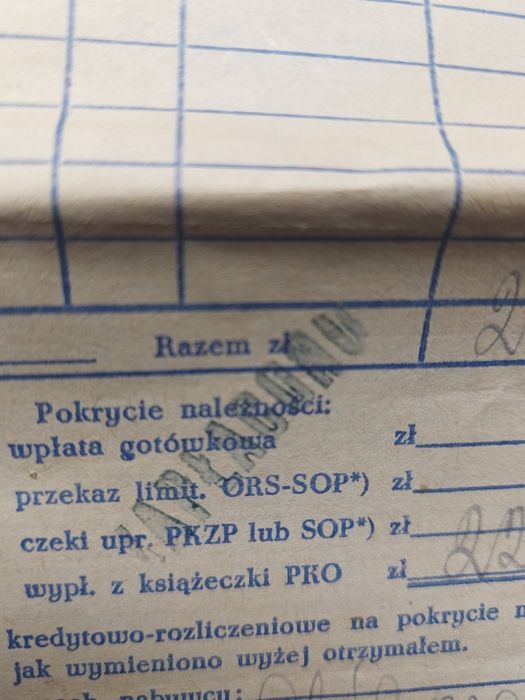 Stary dokument Rachunek 1969rok