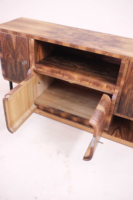 ART DECO, mała komoda, barek, RTV retro, vintage, orzech, renowacja