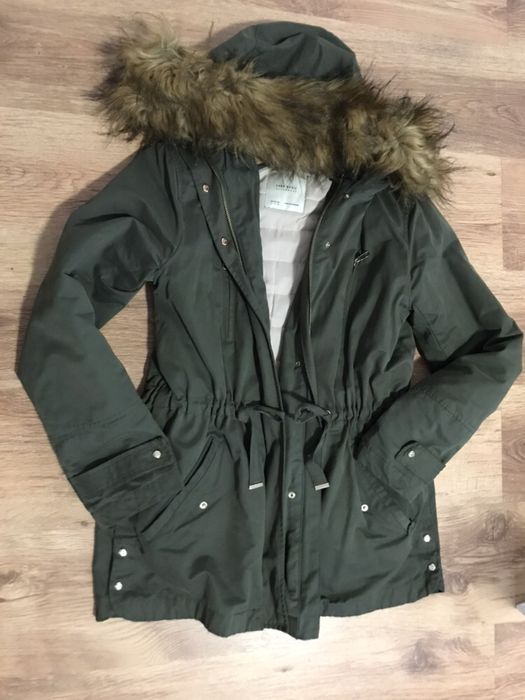 Kurtka parka ZARA khaki futerko