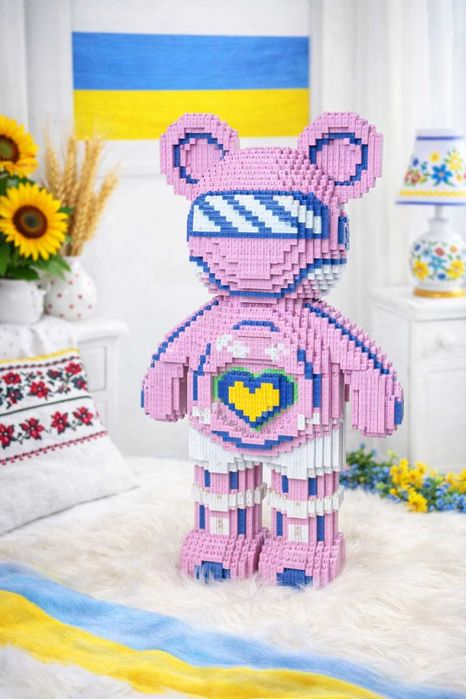 3D Конструктор Bearbrick з міні блоків Наноблок Magic Blocks Ведмедик Бербрік з LED підсвіткою мікроконструктор Ведмедик Мишка Медведь Светиться