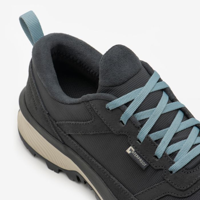 Calçado de caminhada impermeável mulher, NH500 Couro WP cinzento