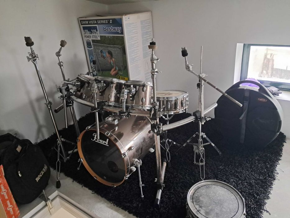 Bateria Pearl export +Rack+pratos/case+tarola extra