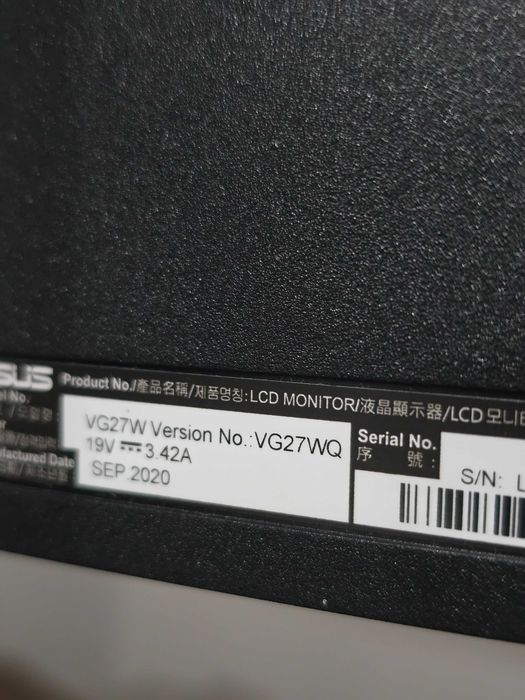 Asus TUF gaming VG27WQ WQHD 165Hz LED
