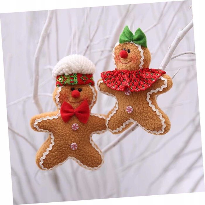 Zawieszki na Choinkę Urocze Wełniane Pierniki Zestaw 2 Sztuki