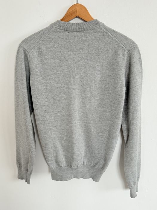 Sweter Lacoste Classic Fit szary wełna wełniany zimowy w serek