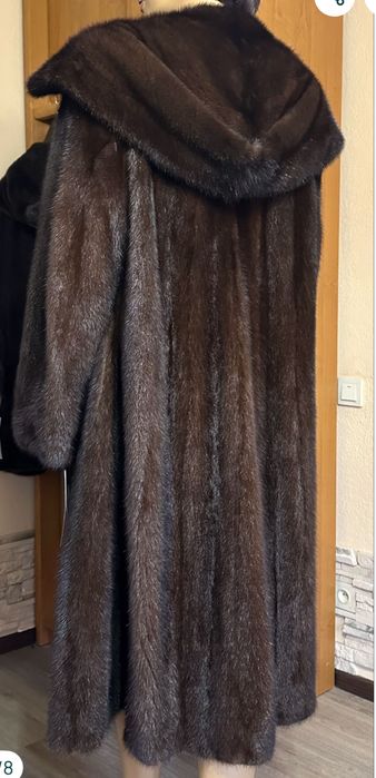 Рр 52. Норковая шуба 120 см. ‘ шоколадка’ Греуия