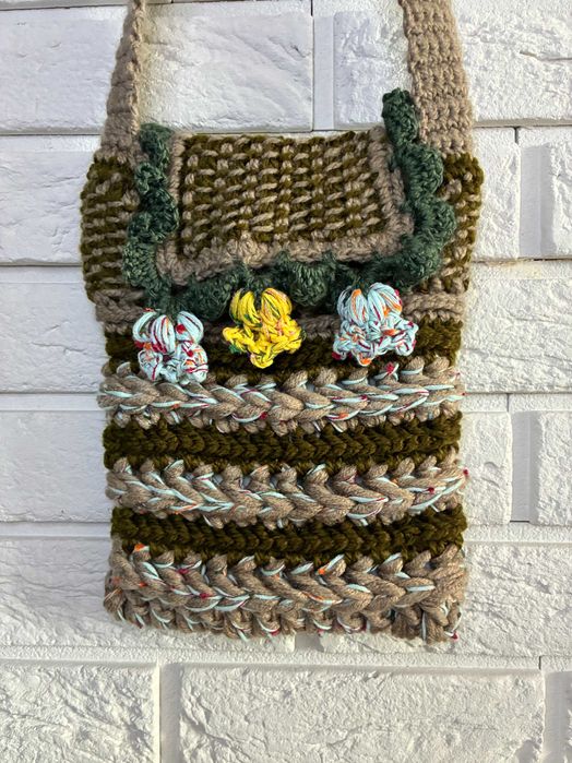 Mini torebka handmade "Blooming Stripe"