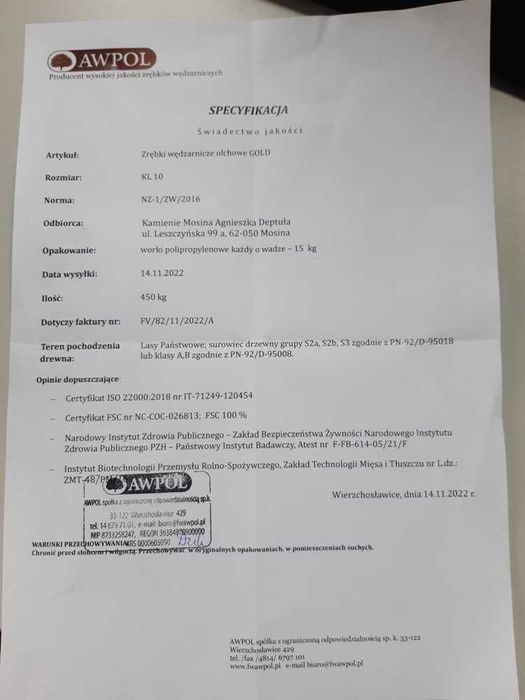 zrębki wędzarnicze olchowe