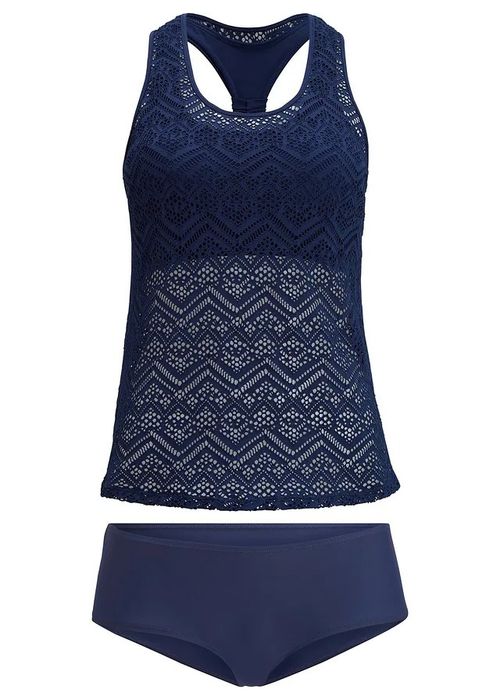 B.P.C granatowe tankini ażurowe z figami 48.