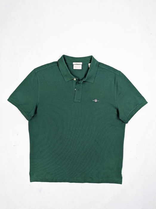 Koszulka polo GANT zielona bawełniana M krótki rękaw