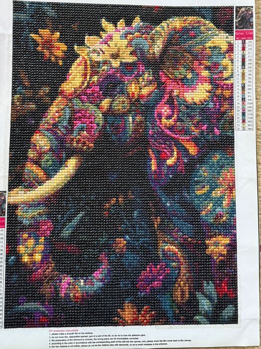 Картина алмазною мозаїкою«Етнічний Слон у квітах»