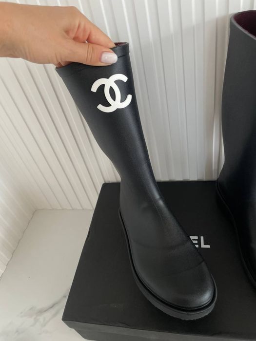 Чоботи 37-40 в наявності Chanel сапоги гумаки Шанель сапожки резиновые