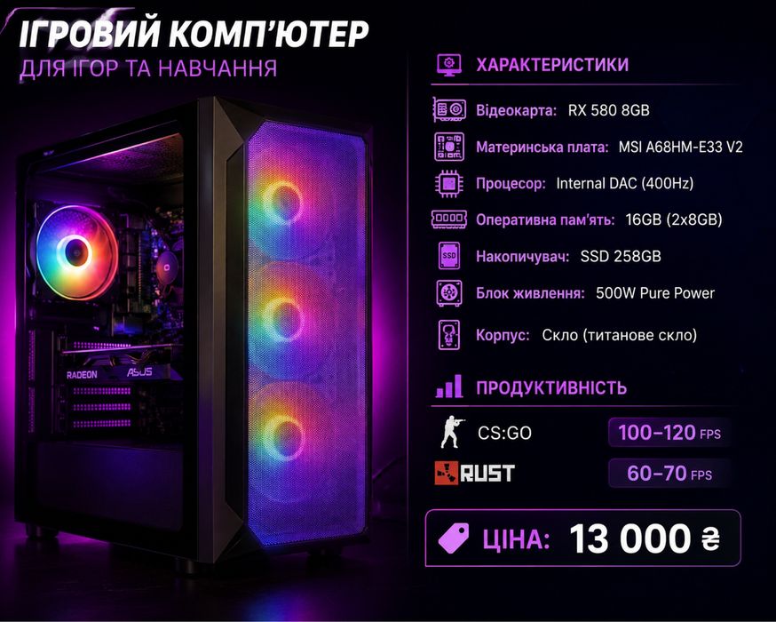 Игровой компютер подойдет для работы и школы