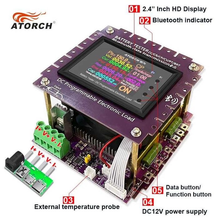 Atorch DL24MP-FX 150W електронне навантаження нагрузка