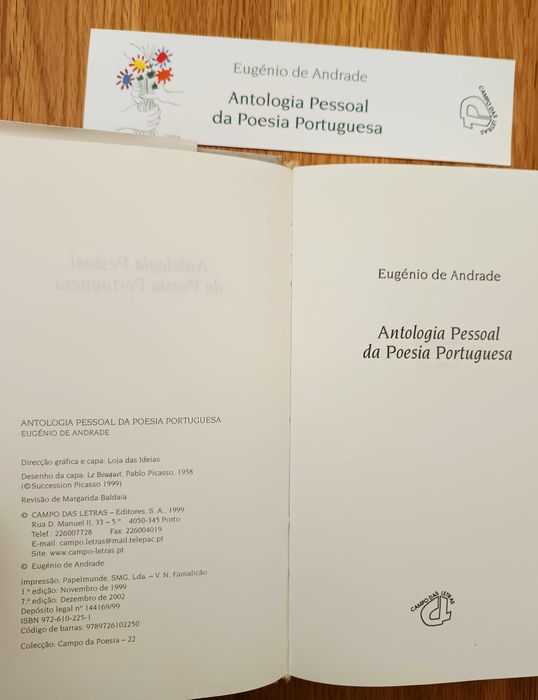 Eugénio de Andrade - Antologia Pessoal da Poesia Portuguesa (portes incl.)