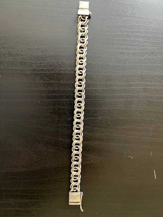 Bransoleta srebrna męska,  splot Bismarck, 24,35 grama