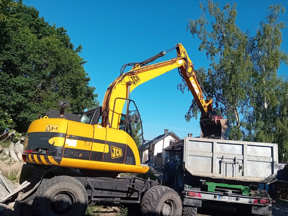 usługi budowlane koparko ładowarką oraz koparka kołową obrotową jcb