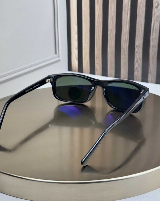 Сонцезахисні окуляри Ray-Ban RB2224 чорні, зелена лінза G15, поляризовані, прямокутні, чоловічі, оригінал
