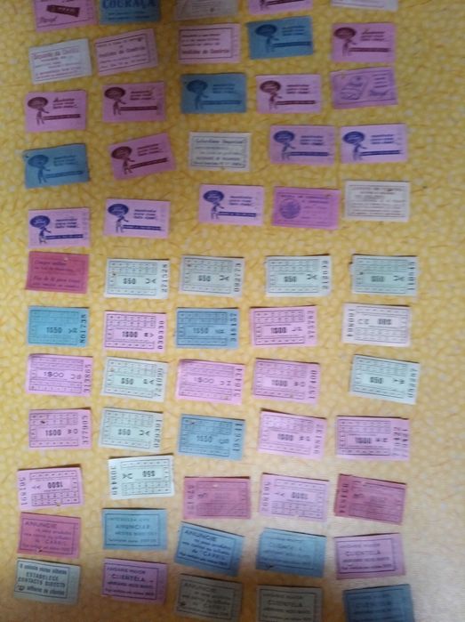 Bilhetes de transporte Antigos CP, LT, CFL, Carris com publicidade