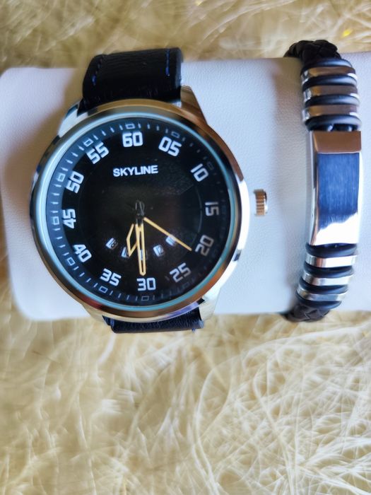 Conjunto Relógio de homem mais pulseira da Skyline