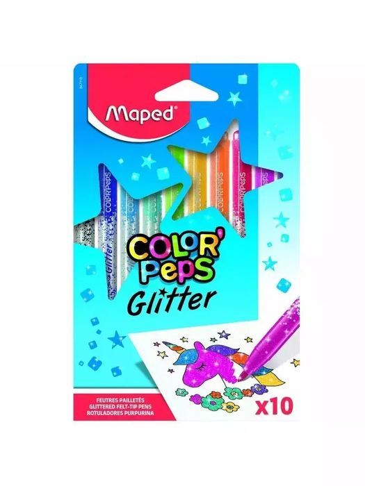 Flamastry brokatowe 10 kolorów MAPED. Maped. Nowy Produkt