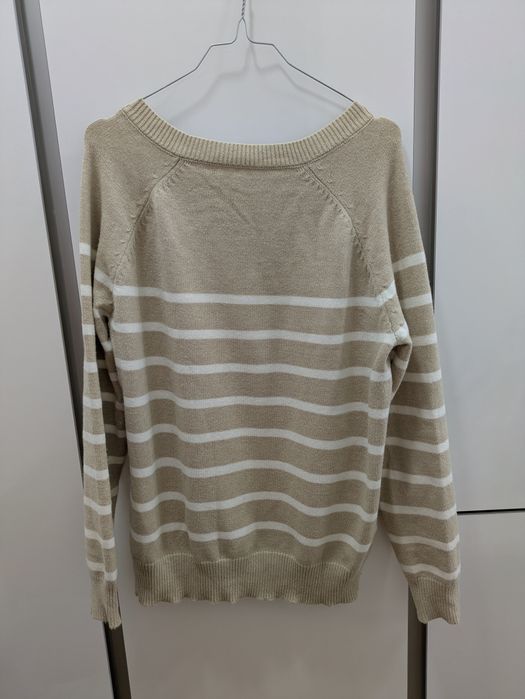 Camisola Primavera Riscas Bege e Branca, Tamanho L