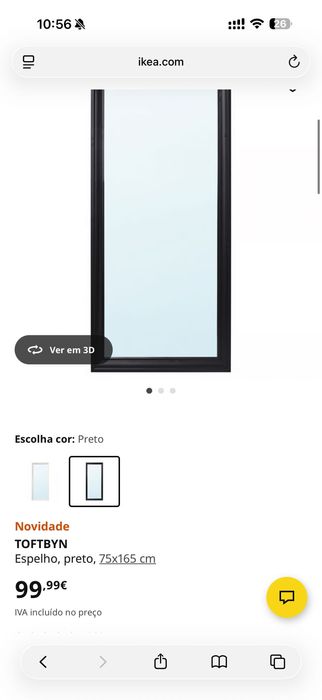 Espelho preto IKEA TOFTBYN 75x165 cm