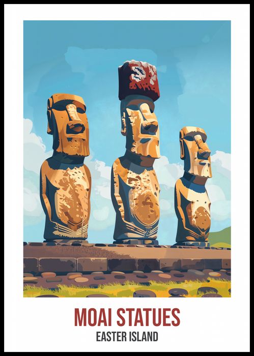 Plakat 59,4x84,1cm Moai Statues, Easter Island