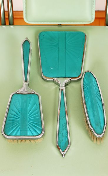 Zielony komplet retro z lusterkiem