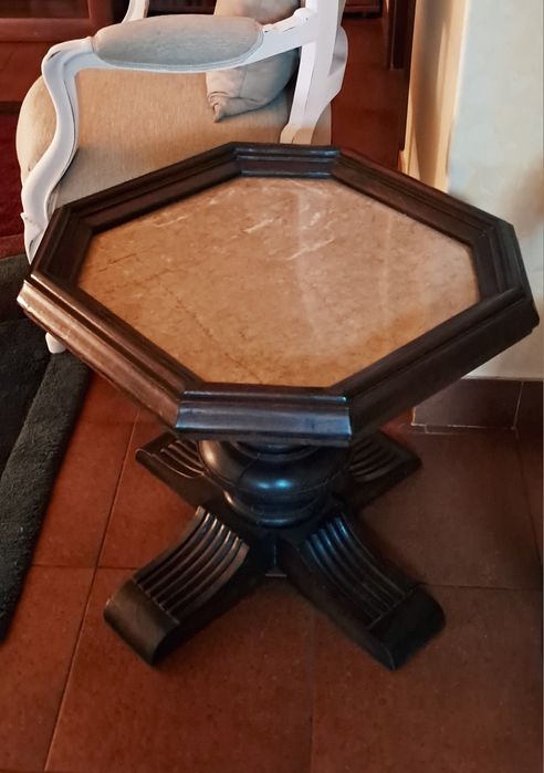 Mesa Apoio Octogonal Madeira Maciça