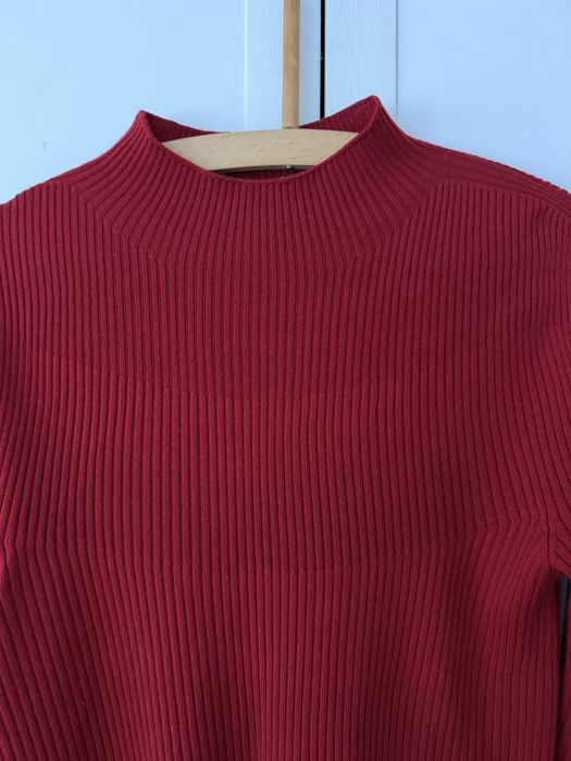 Uniqlo sweter damski 100% wełna L bordowy prążkowany półgolf basic