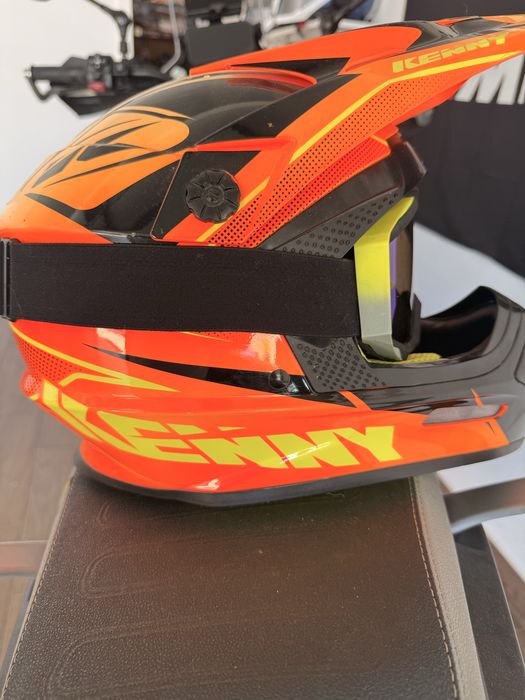Capacete KLY Cross / Enduro M  Laranja + Viseira Espelhada