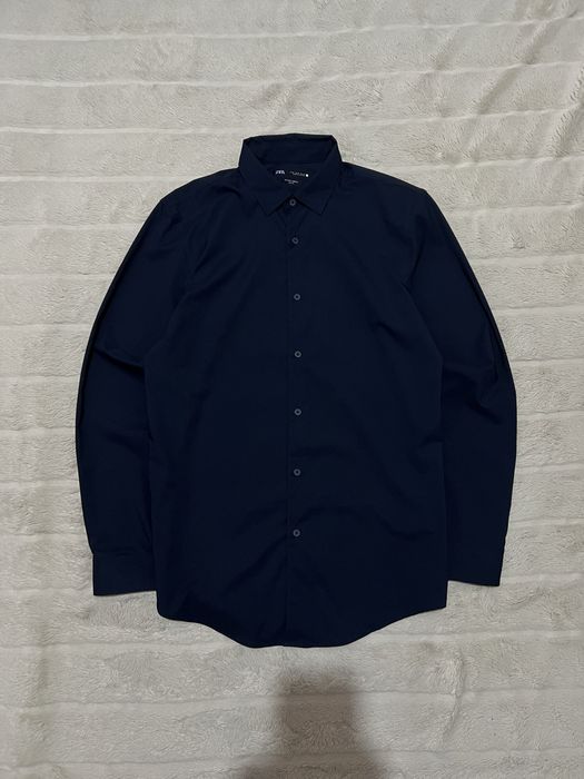 ZARA (M) Slim Fit класична сорочка чоловіча оригінал темно-синя парадн