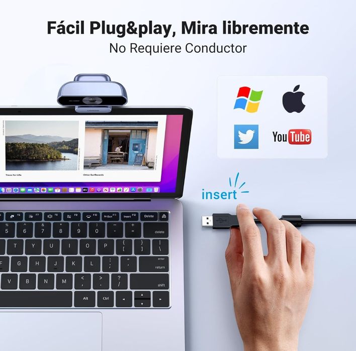 Webcam plug & play Ugreen FullHD usb com microfone incorporado SELADO