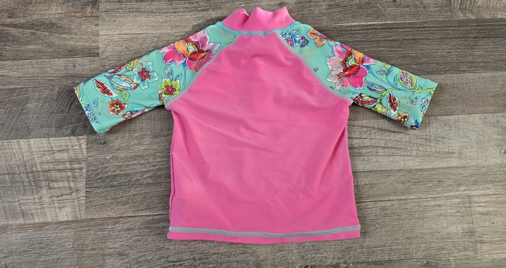Bluzka koszulka uv z krótkim rękawem kwiaty rozm 6-12 mies