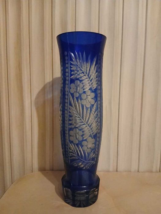 Ваза кобальтове скло,Дятьківський хрустальний завод