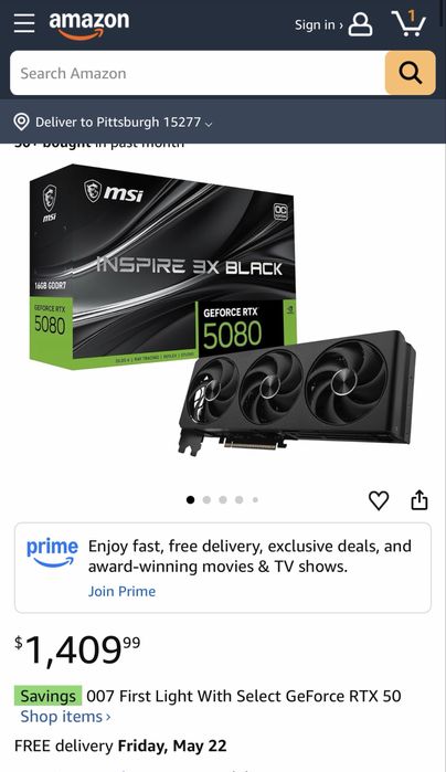 MSI GeForce RTX 5080 16G Inspire 3X OC Black