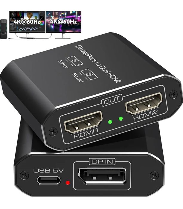 4K60Hz DisplayPort do podwójnego adaptera HDMI Display Port dual hdmi