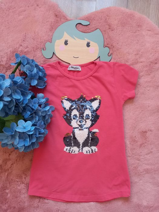 ZK Koszulka T-shirt Atabaj kids 7, 8 lat cekiny 122, 128 cm