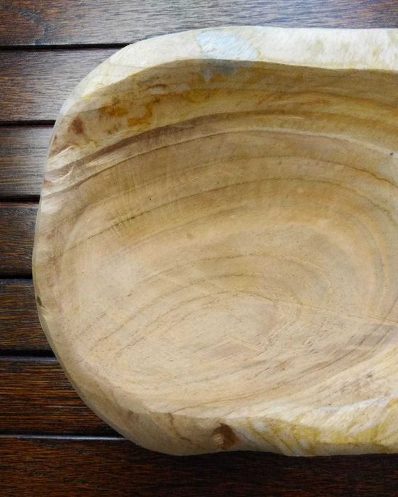 Dekoracyjna misa miseczka patera z surowego drewna tekowego teak wood